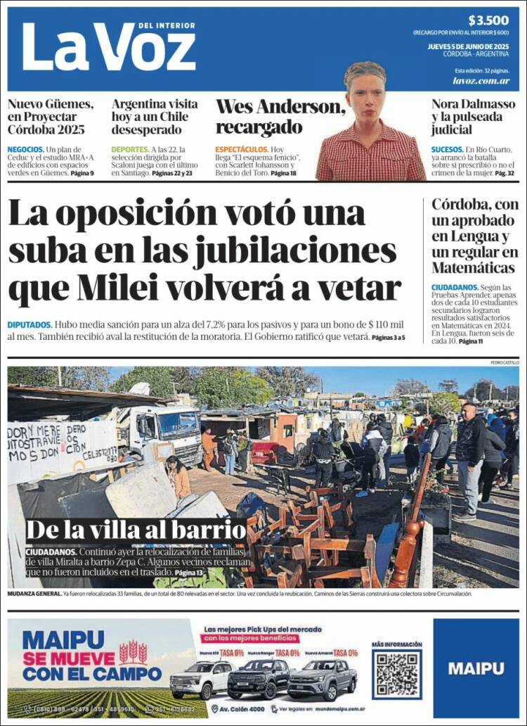 Portada de La Voz del Interior (Argentine)