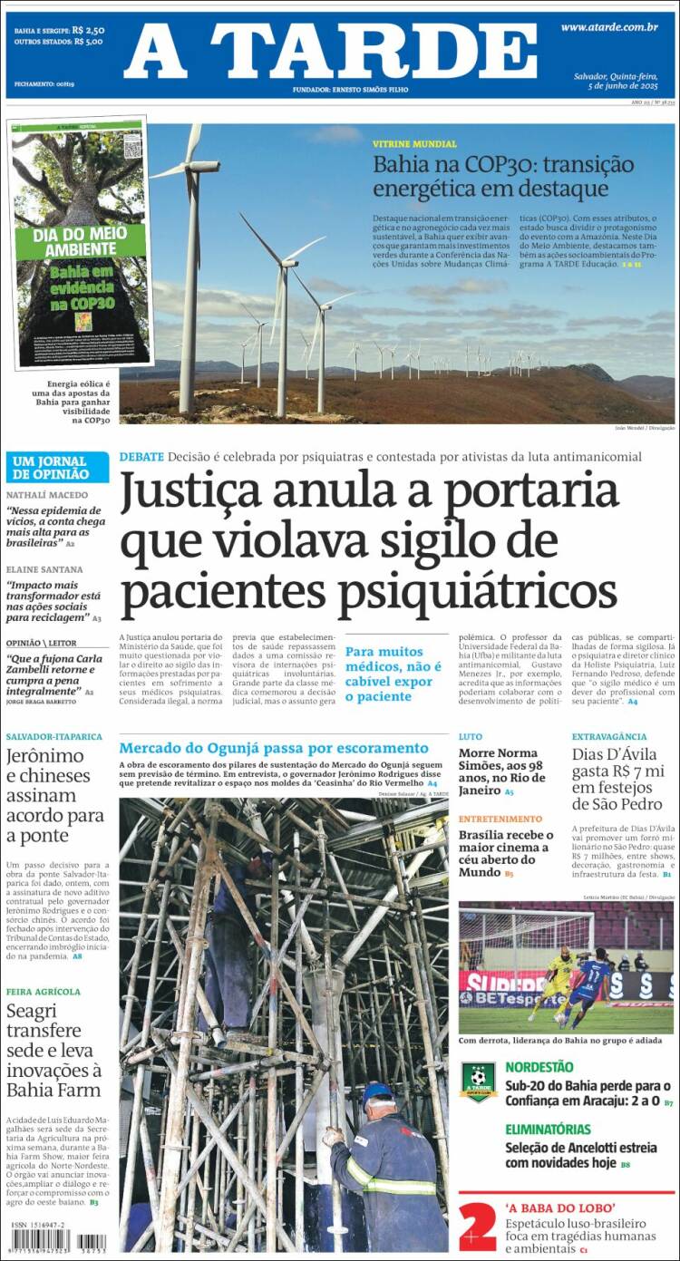 Portada de Diário A Tarde (Brasil)