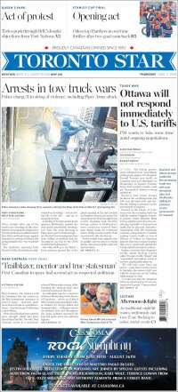Portada de The Toronto Star (Canada)
