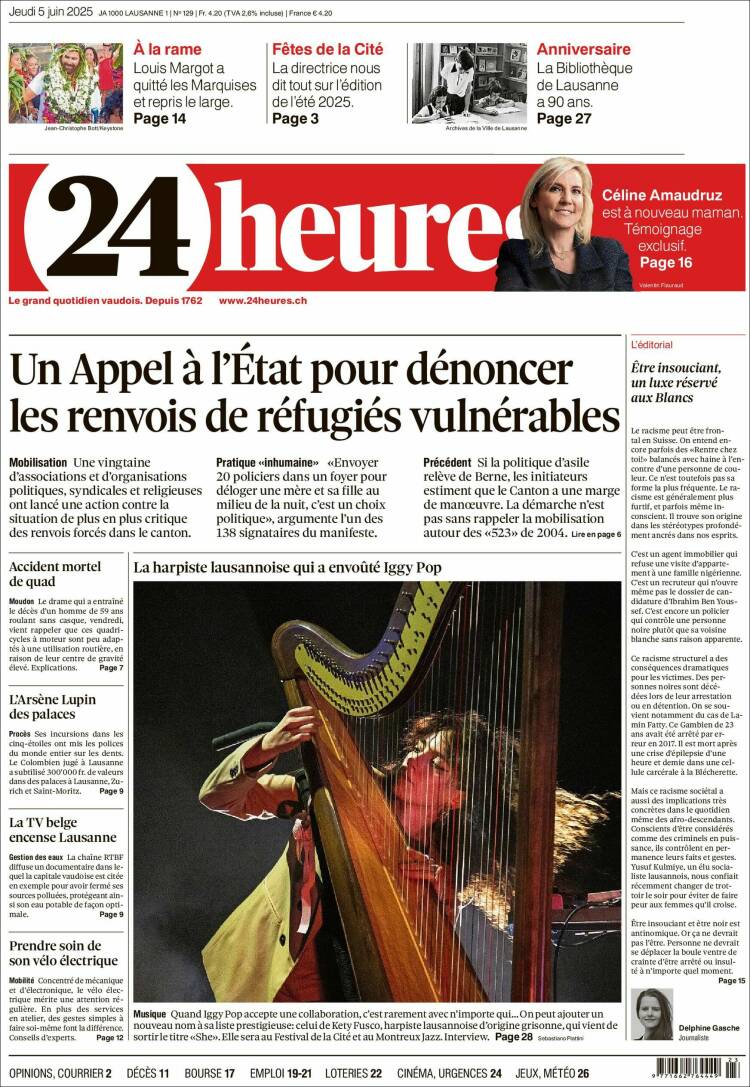 Portada de 24 Heures (Switzerland)