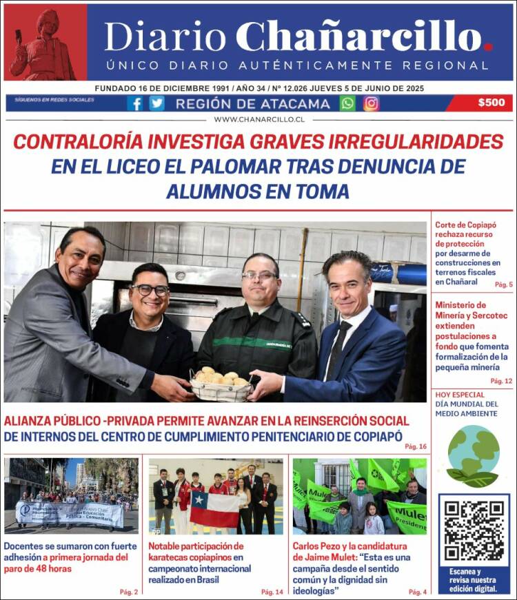 Portada de Diario Chañarcillo (Chile)