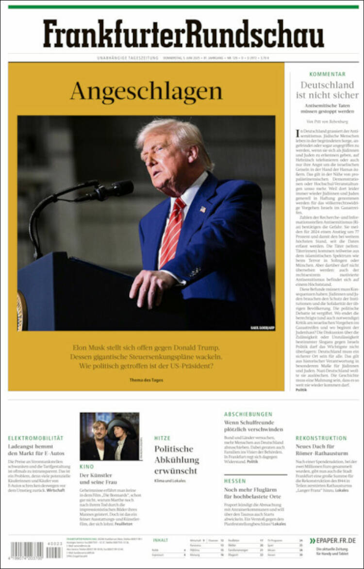 Portada de Frankfurter Rundschau (Germany)