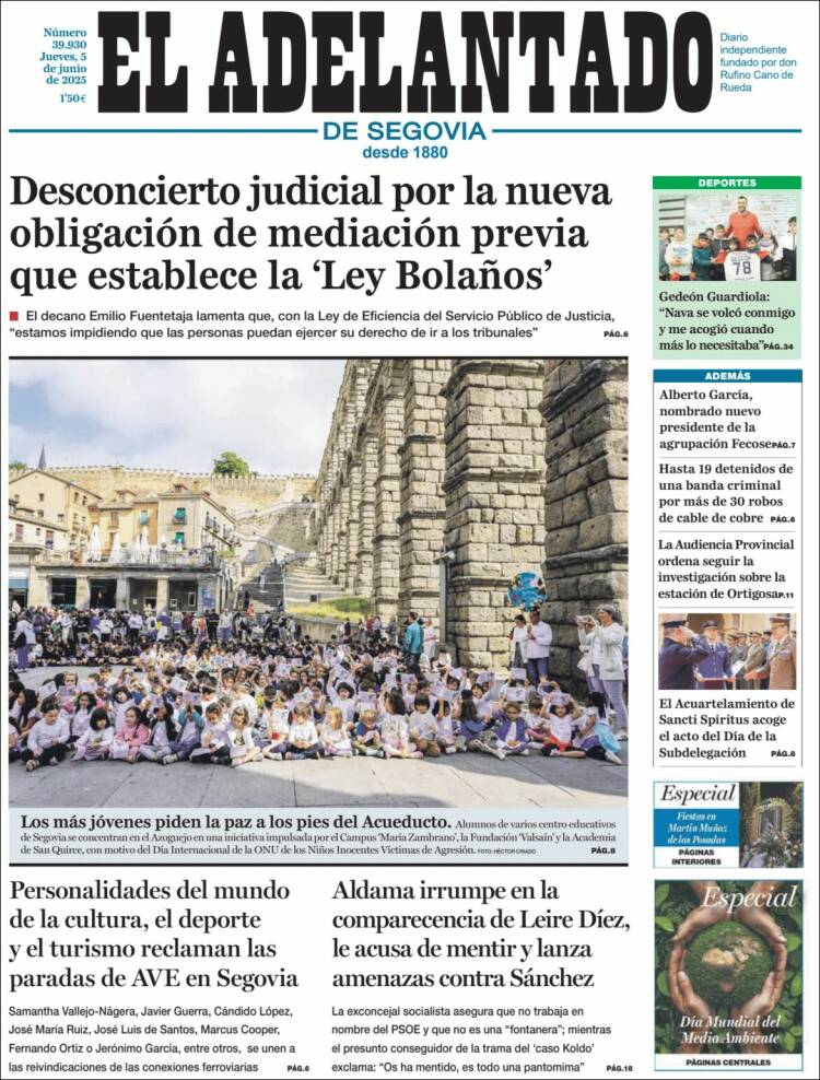 Portada de El Adelantado de Segovia (España)