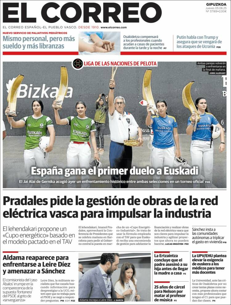 Portada de El Correo - Guipuzcoa (Spain)