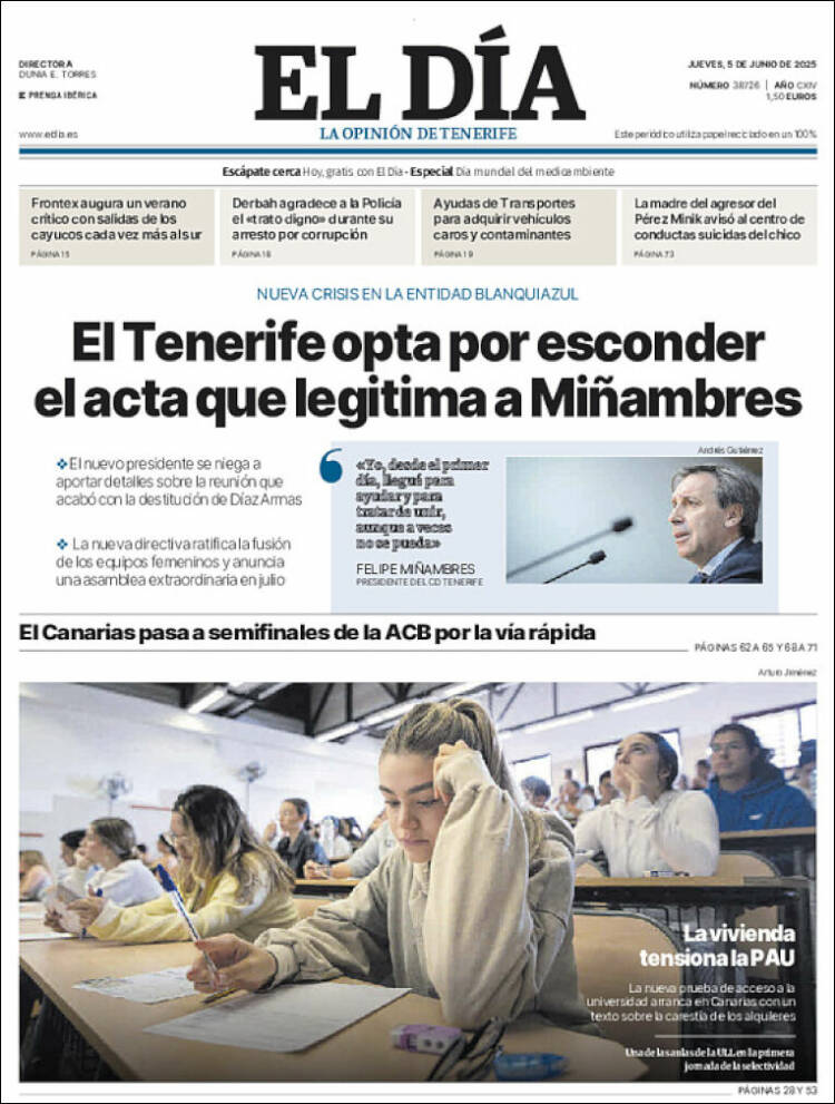Portada de El Día (Espagne)