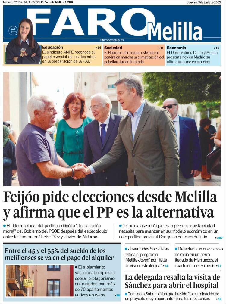 Portada de El Faro de Melilla (España)