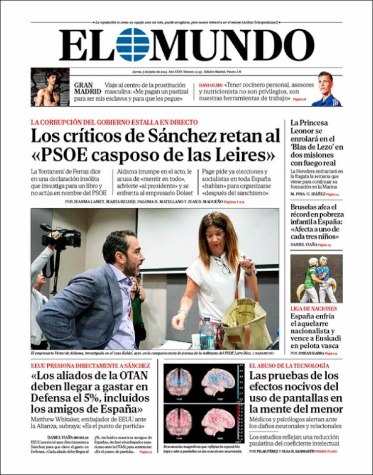 Portada de El Mundo (Espagne)