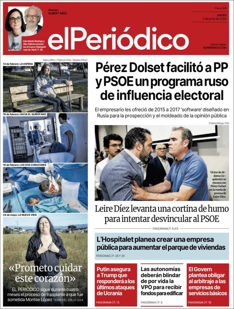 Portada de El Periódico (Espagne)