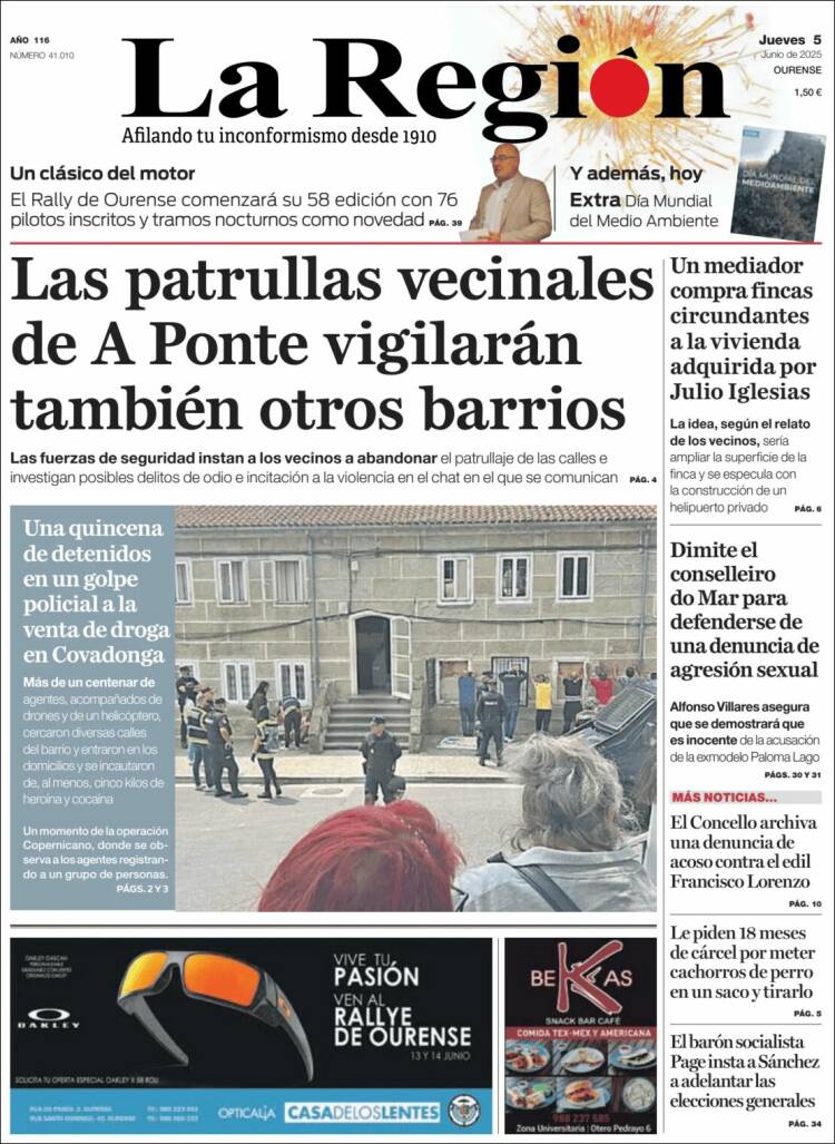 Portada de La Región de Ourense (España)