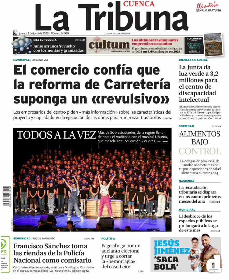 Portada de La Tribuna de Cuenca (Espagne)