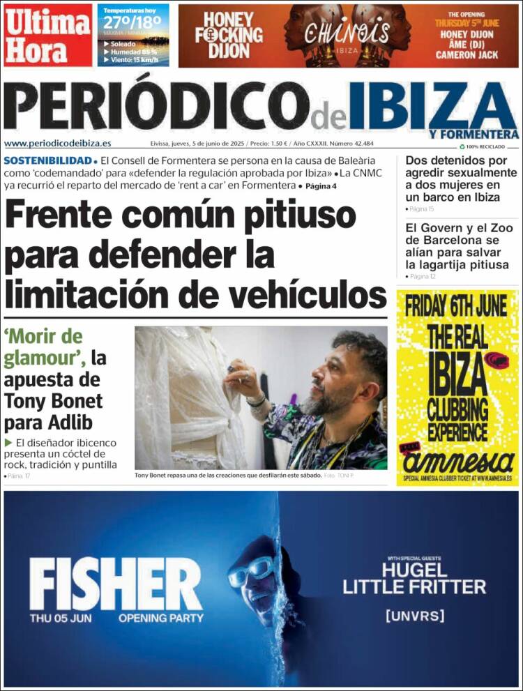 Portada de Periódico de Ibiza (Espagne)
