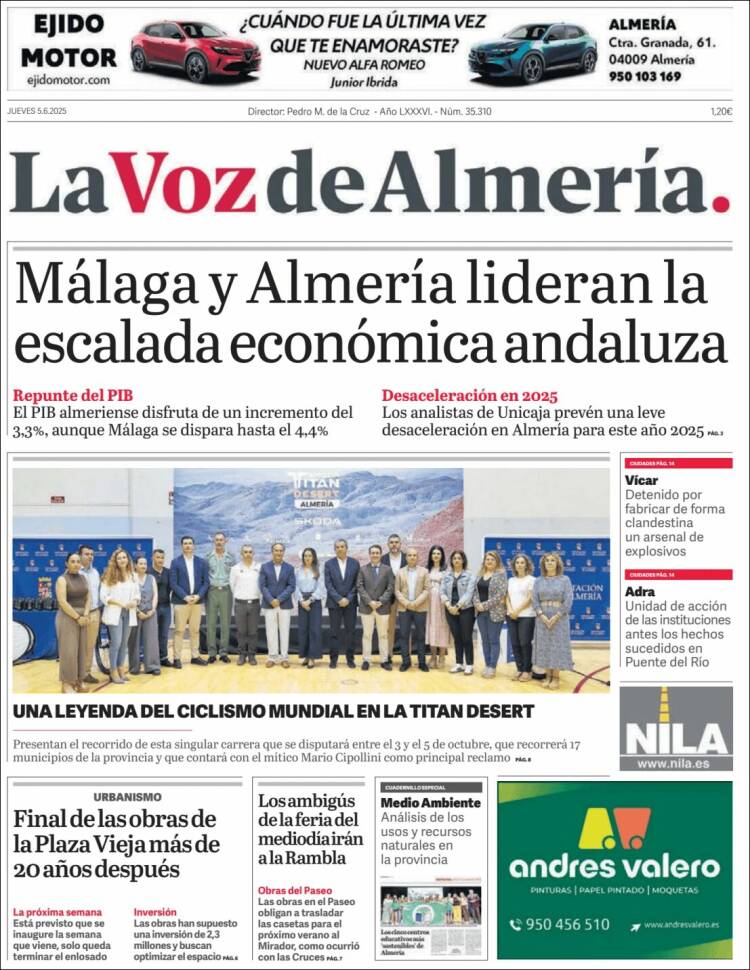 Portada de La Voz de Almería (Espagne)