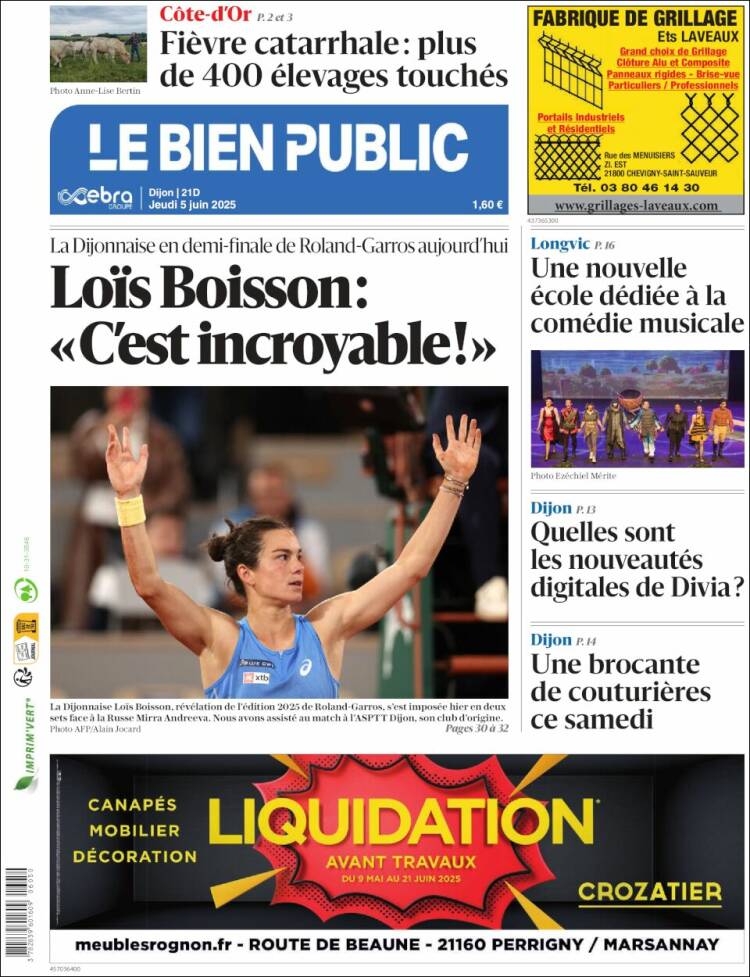 Portada de Le Bien Public (Francia)