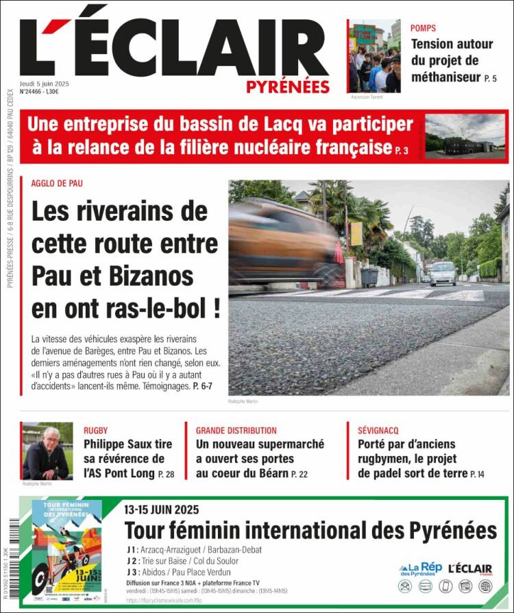 Portada de L'Eclair des Pyrénées (France)