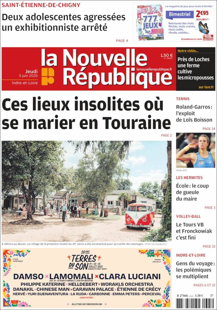 Portada de La Nouvelle Republique (France)