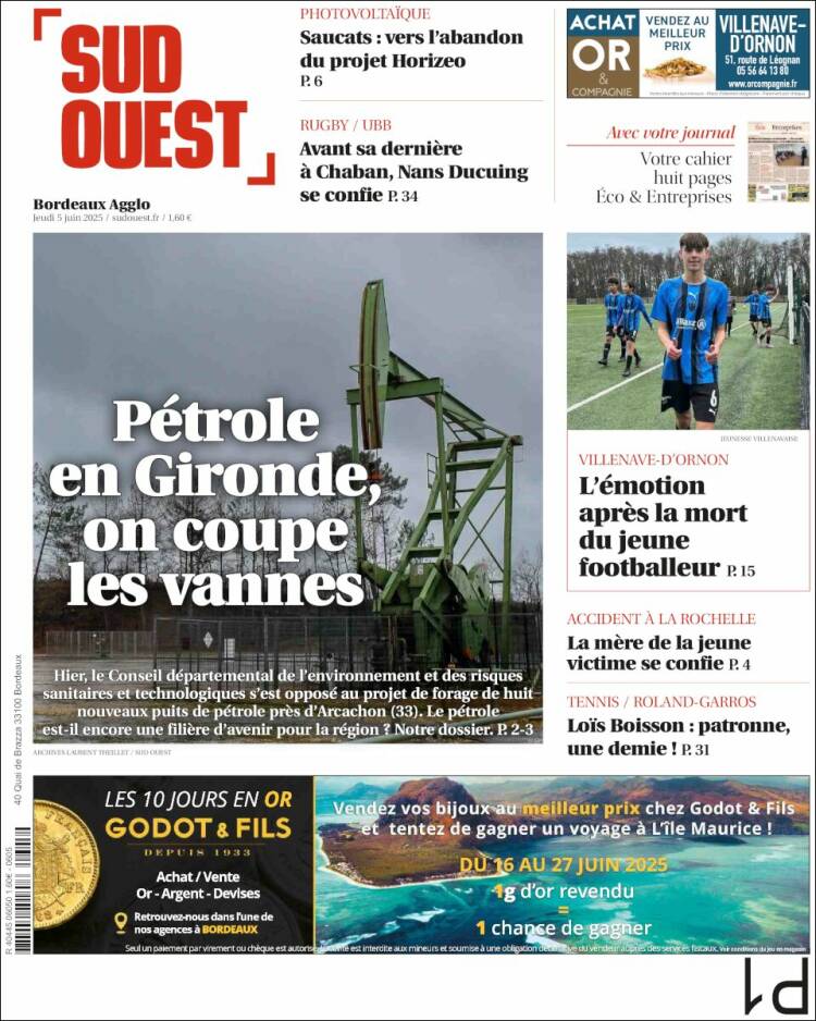 Portada de Sud Ouest (France)