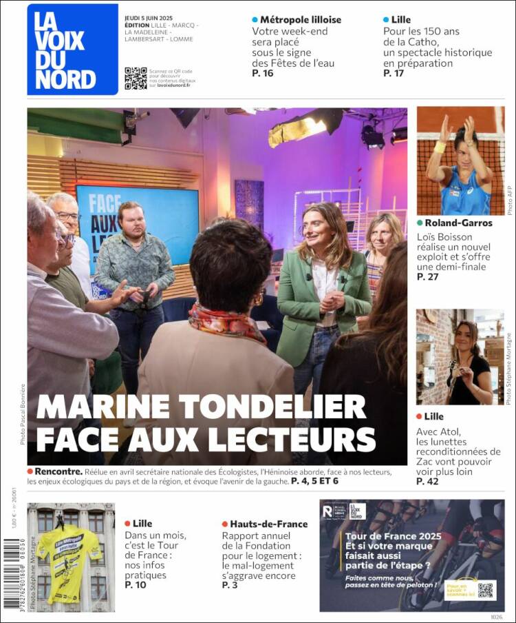 Portada de La Voix du Nord (France)