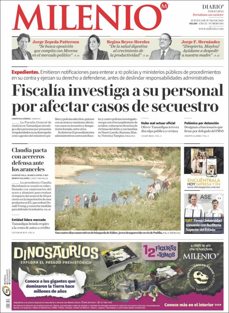 Portada de Milenio - Tamaulipas (México)