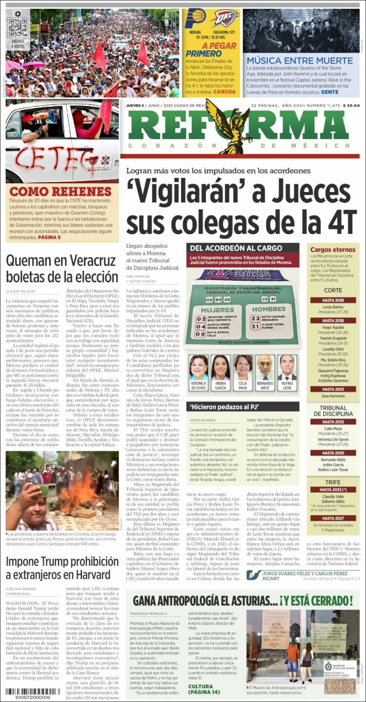 Portada de Reforma (Mexico)
