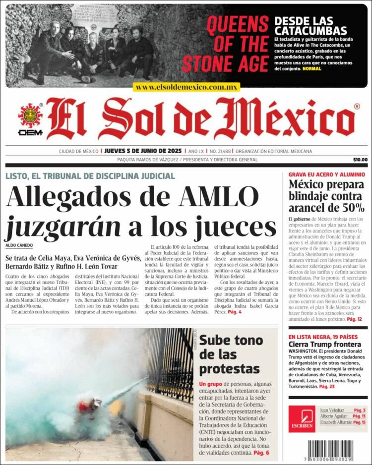 Portada de El Sol de México (Mexico)
