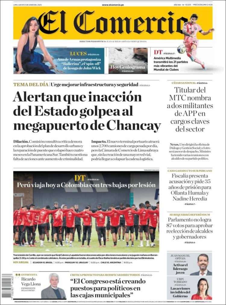 Portada de El Comercio (Perú)