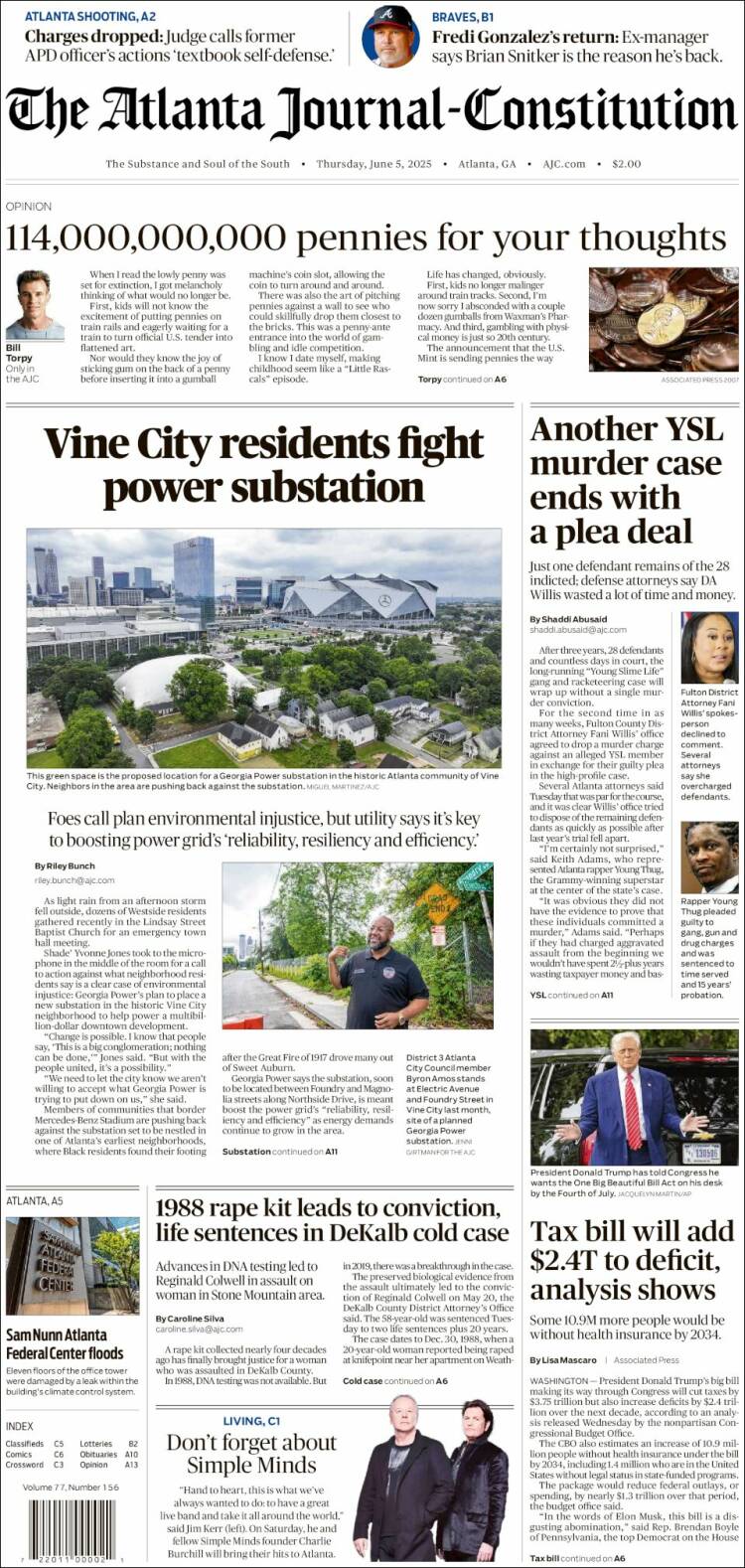 Portada de The Atlanta Journal-Constitution (États-Unis)