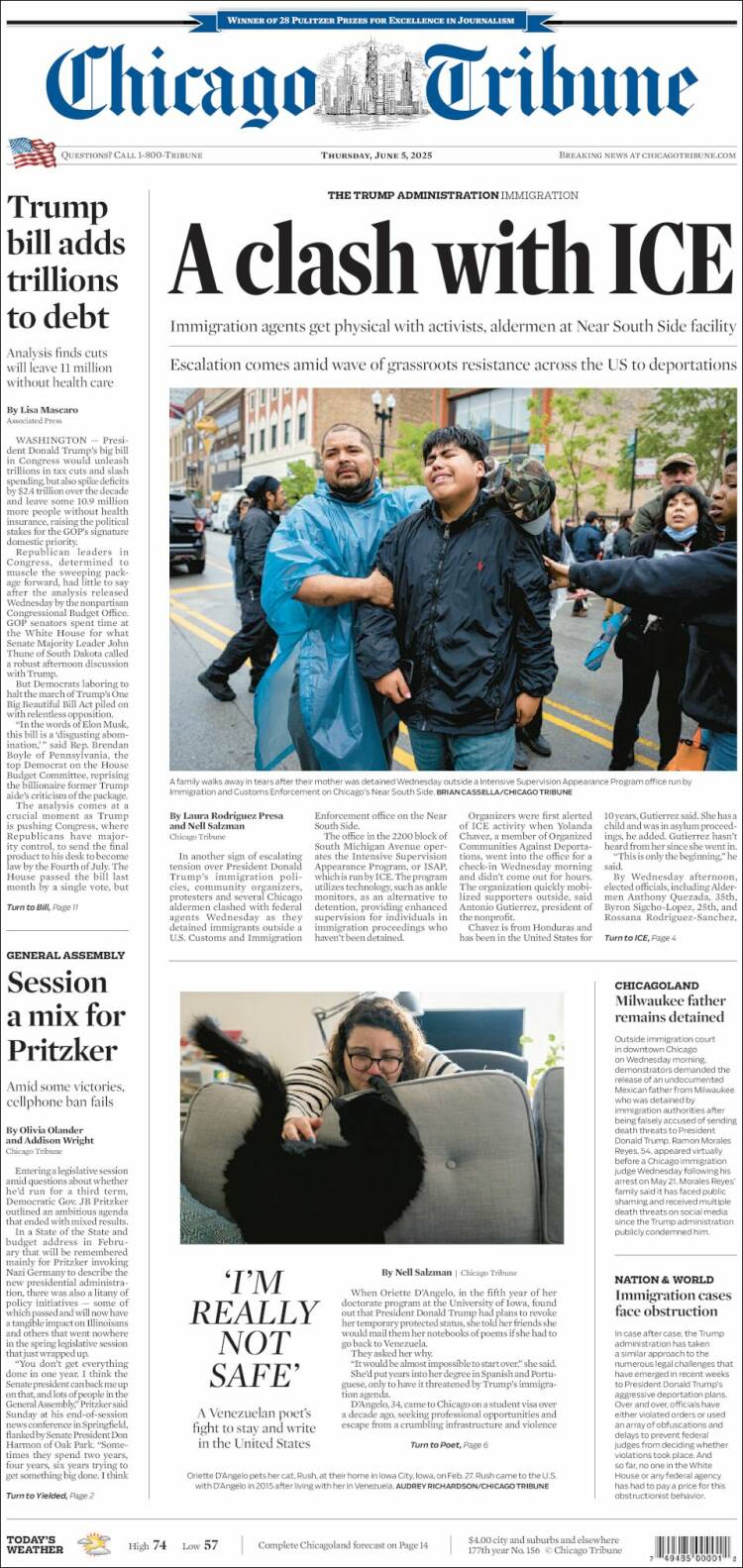Portada de Chicago Tribune (USA)