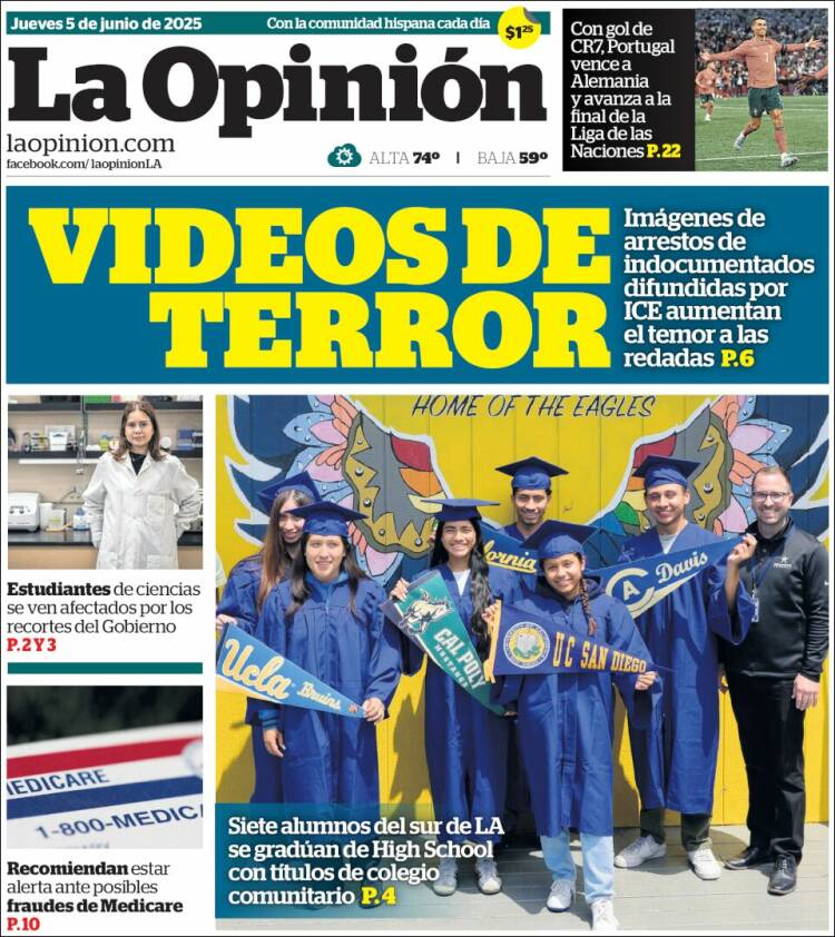 Portada de La Opinión (États-Unis)