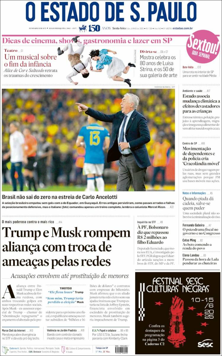 Portada de O Estado de São Paulo (Brasil)