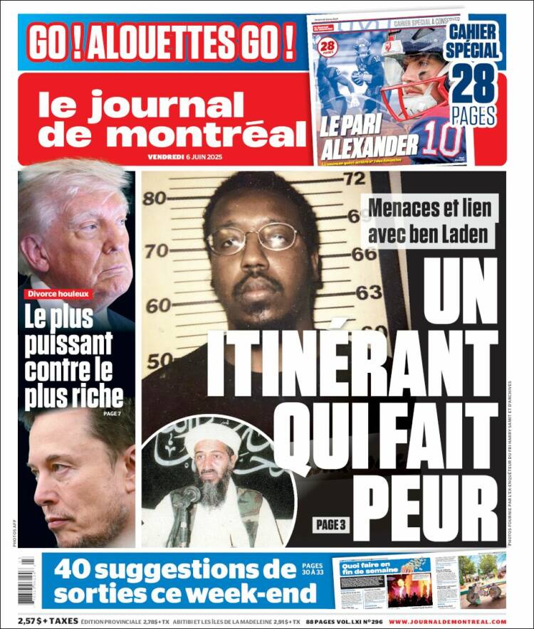 Portada de Le Journal de Montréal (Canadá)