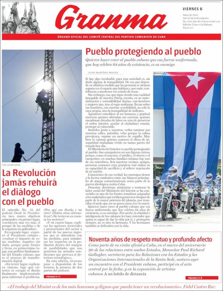 Portada de Granma (Cuba)