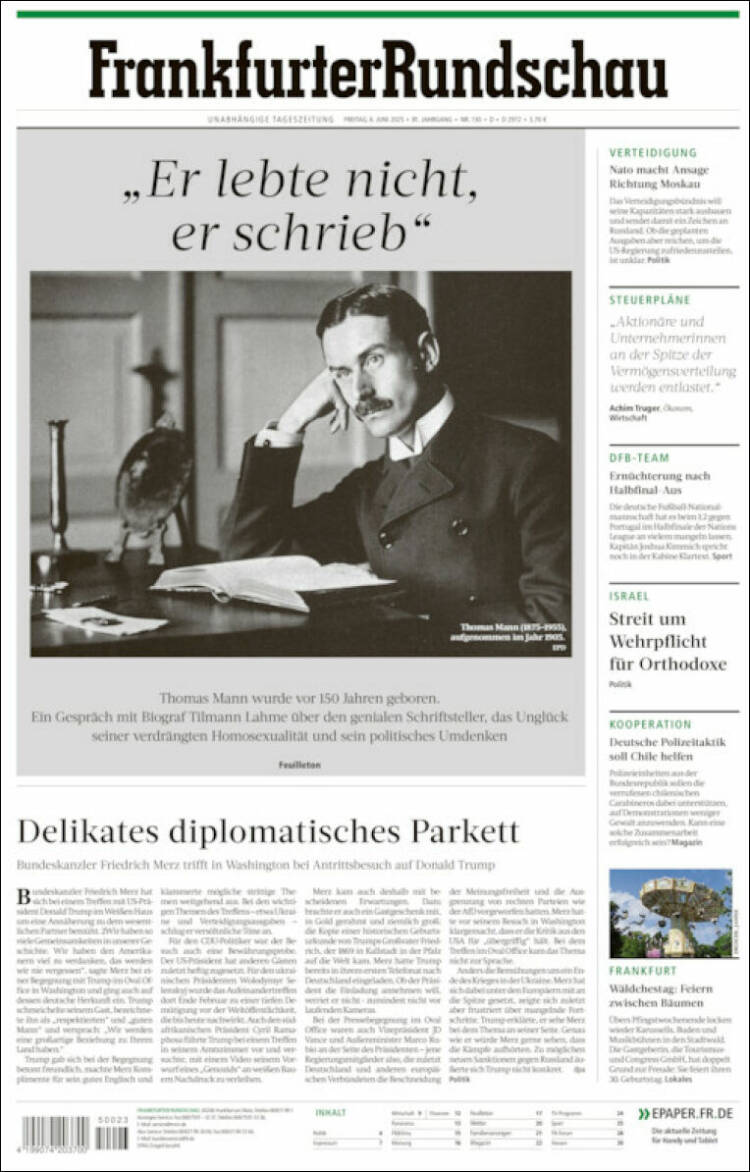 Portada de Frankfurter Rundschau (Allemagne)