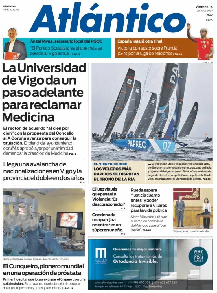 Portada de Atlántico Diario (Espagne)