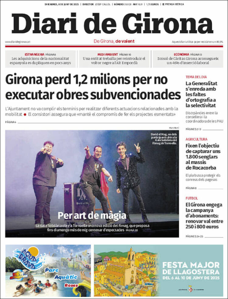 Portada de Diari de Girona (España)