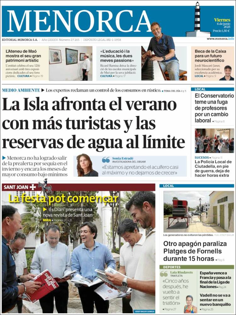 Portada de Menorca - Diario Insular (Espagne)