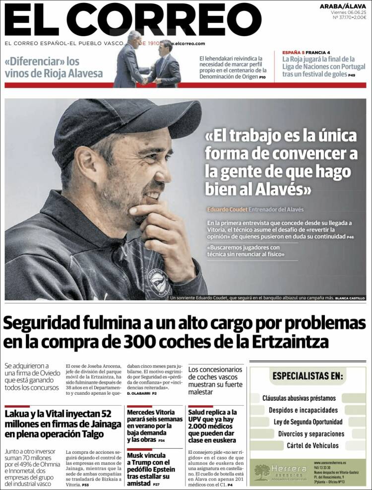 Portada de El Correo - Álava (Spain)
