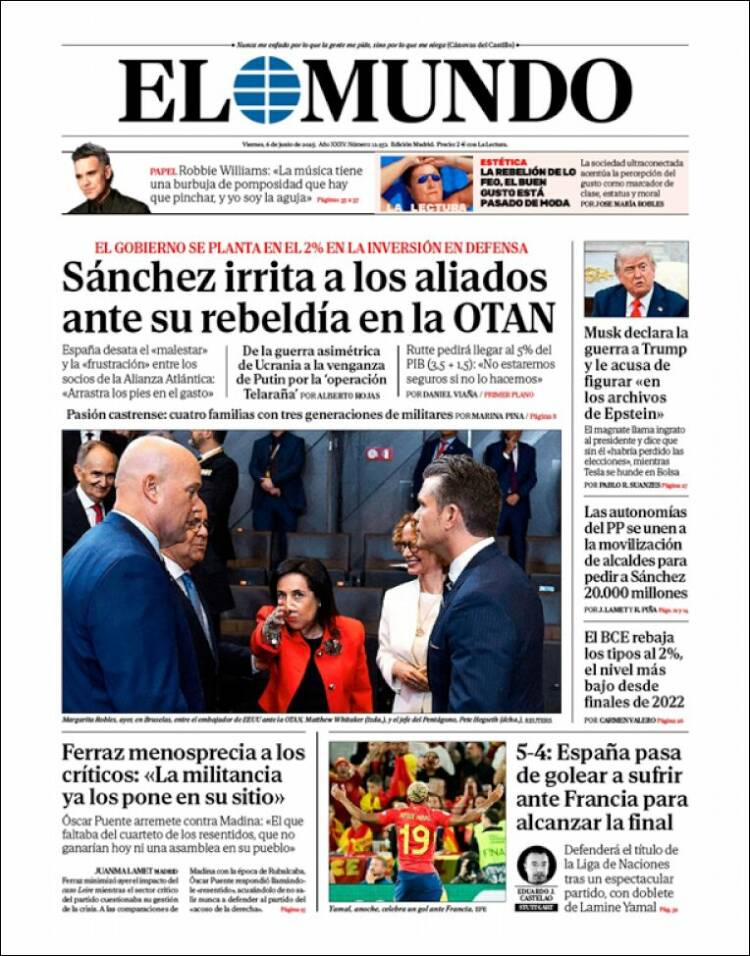 Portada de El Mundo (Espagne)