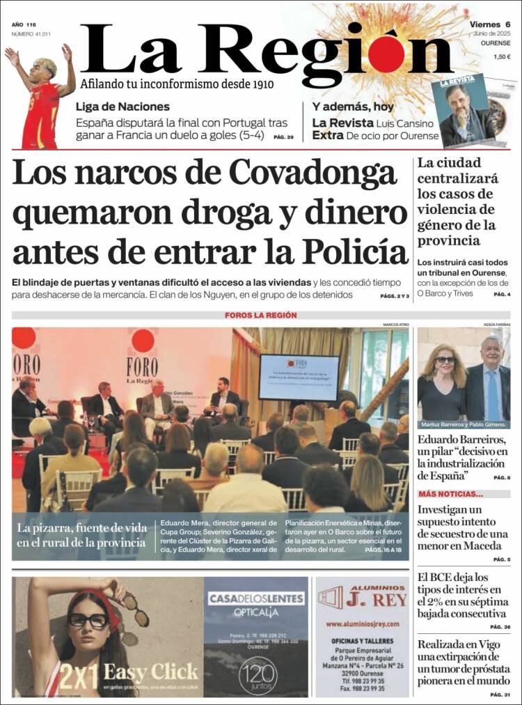 Portada de La Región de Ourense (España)