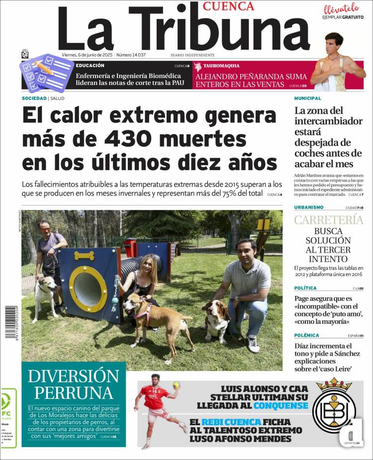 Portada de La Tribuna de Cuenca (España)