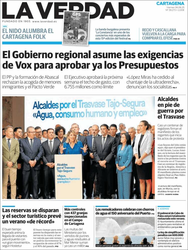 Portada de La Verdad de Cartagena (Espagne)