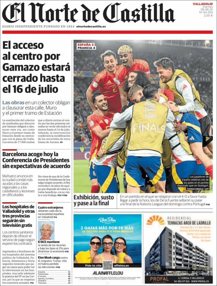 Portada de Norte de Castilla - Valladolid (Espagne)