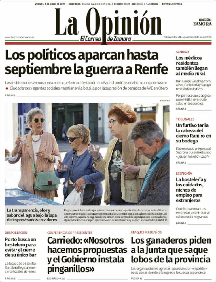 Portada de La Opinión - El Correo de Zamora (Espagne)