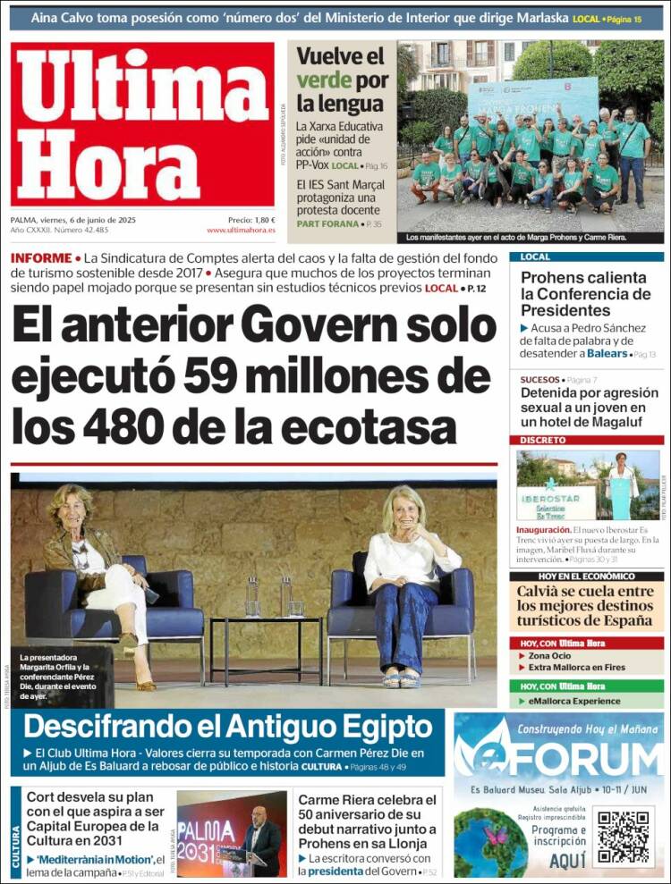 Portada de Última Hora (Espagne)