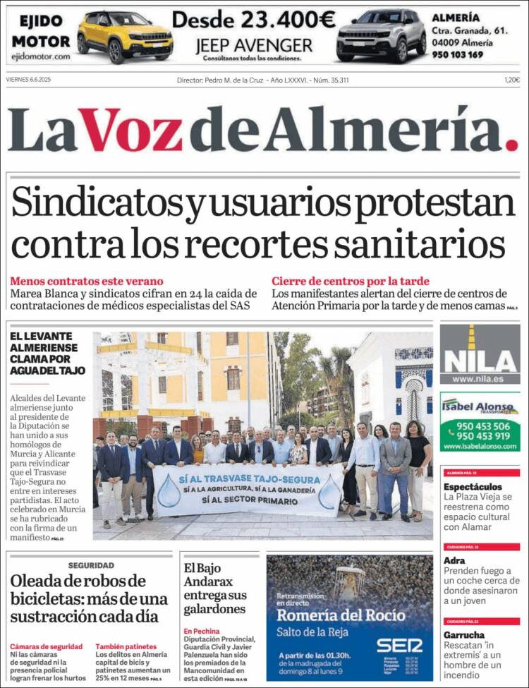 Portada de La Voz de Almería (España)