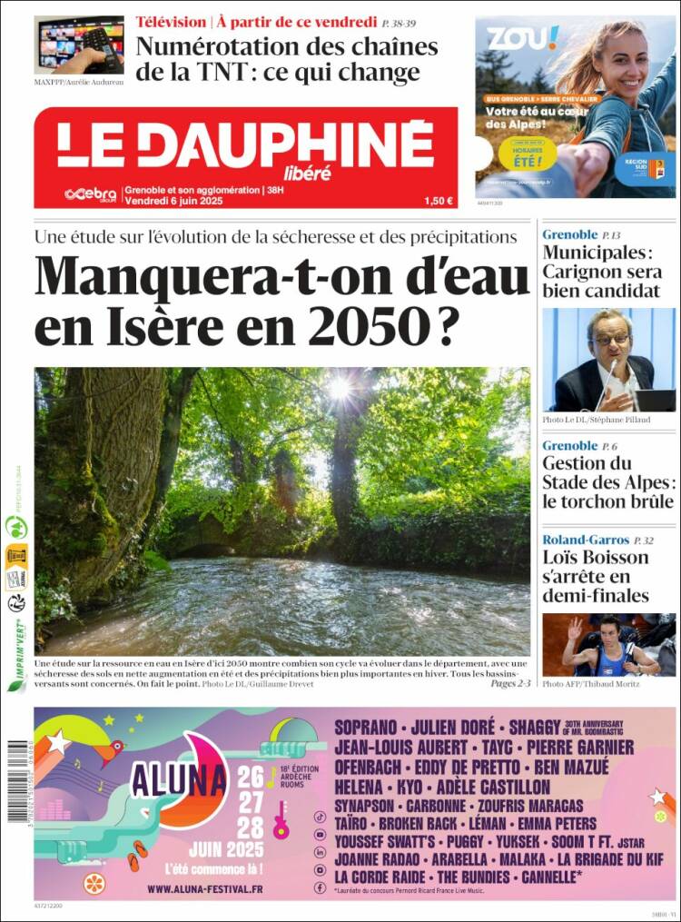 Portada de Le Dauphiné Libéré (France)