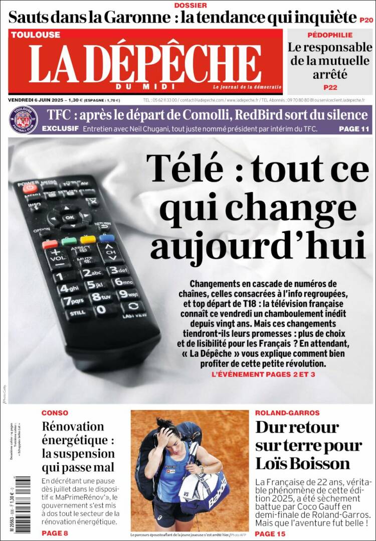 Portada de La Dépêche du Midi (France)