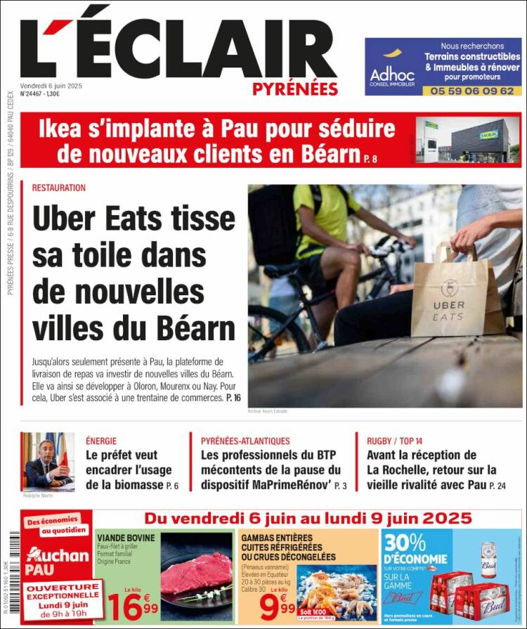 Portada de L'Eclair des Pyrénées (France)