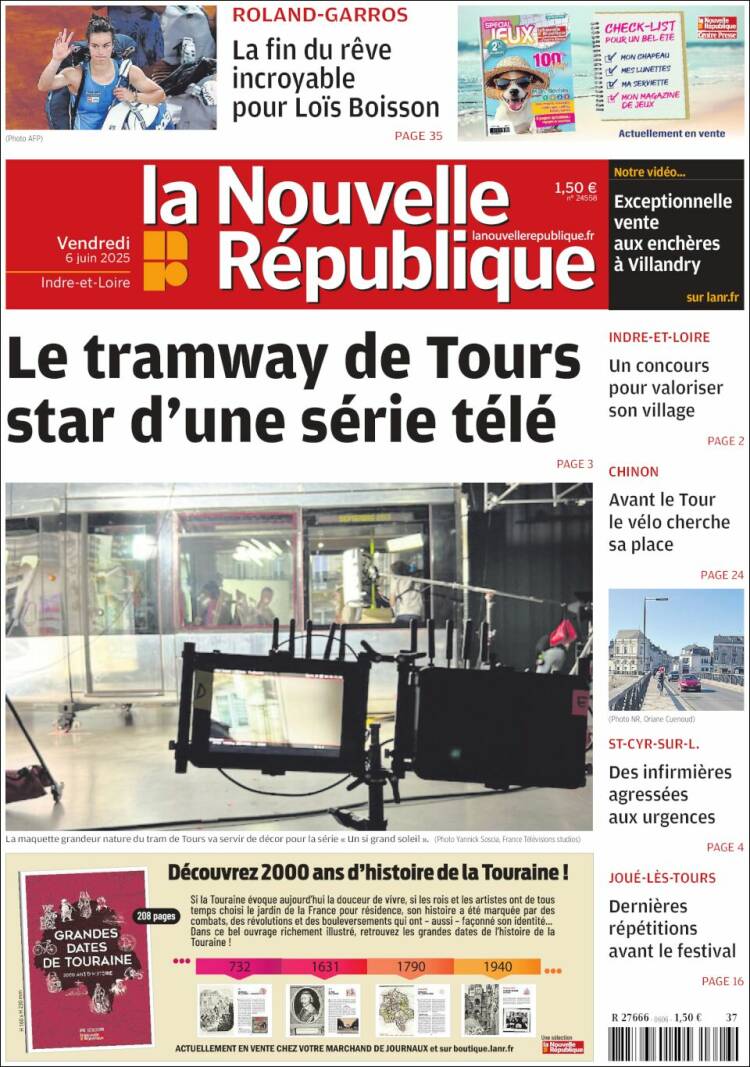 Portada de La Nouvelle Republique (France)