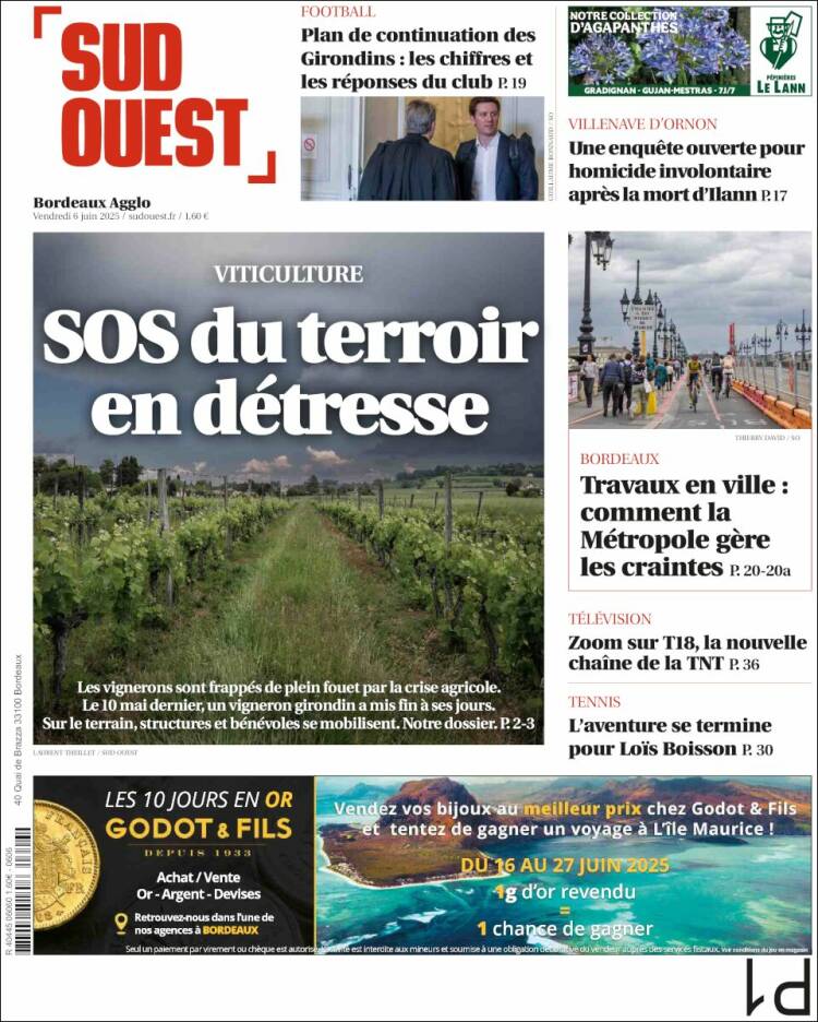 Portada de Sud Ouest (France)