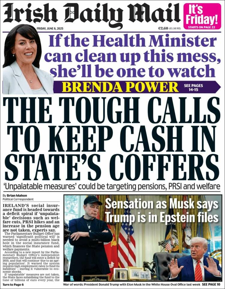 Portada de Irish Daily Mail (Irlanda)